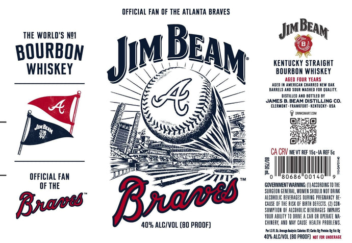 Jim Beam Atlanta Braves Kentucky Straight Bourbon Whiskey - Main Street Liquor