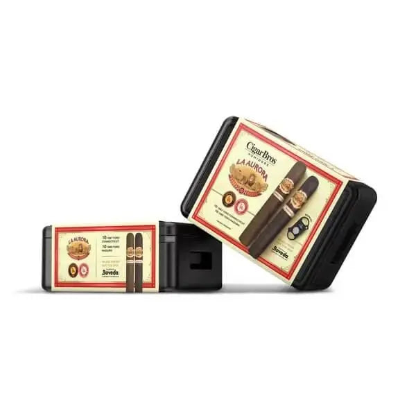 La Aurora 20 Premium Cigars Set &amp; Cutter + Personal Humidor by CigarBros - Main Street Liquor