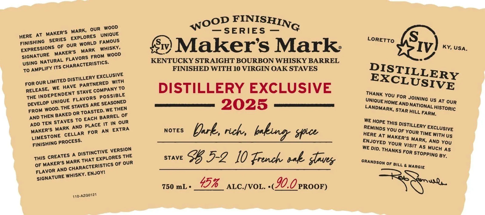 Maker’s Mark Wood Finishing Series 2025 Distillery Exclusive 10 Virgin French Oak Staves - Main Street Liquor