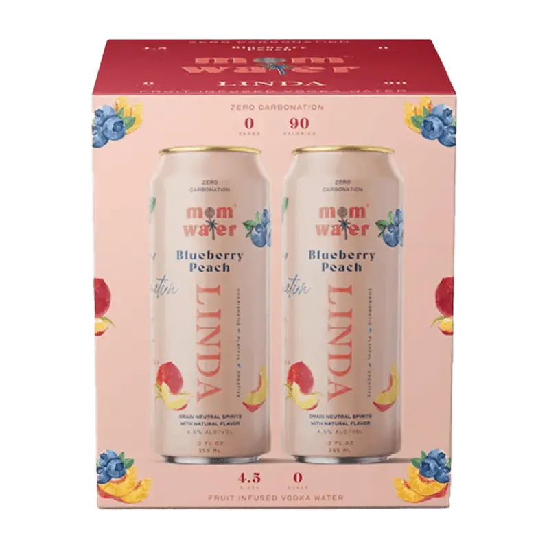 Mom Water Linda - Blueberry Peach Cocktail 12.oz 4 Pack - Main Street Liquor