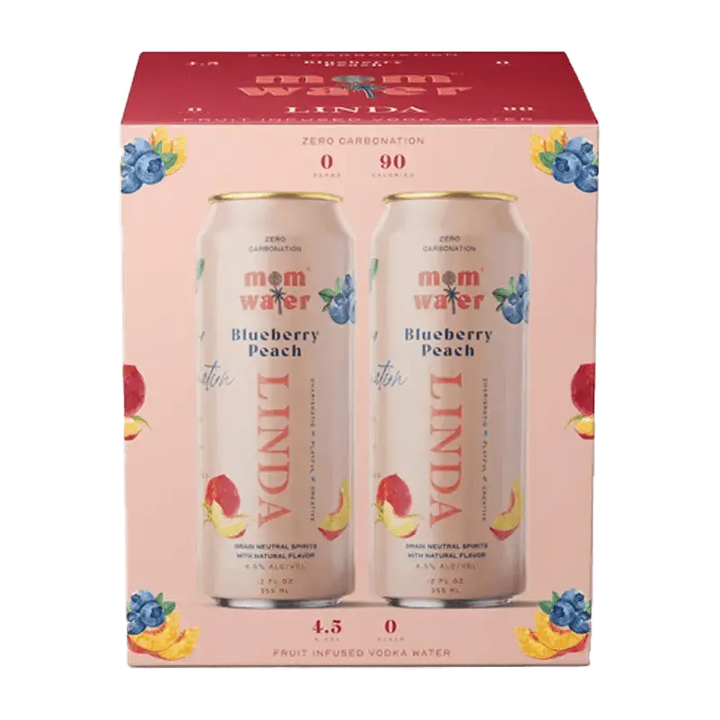 Mom Water Linda - Blueberry Peach Cocktail 12.oz 4 Pack - Main Street Liquor
