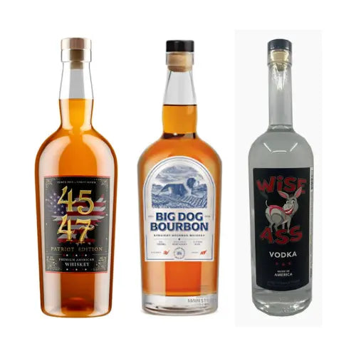 combo inlcluding 4547 Whiskey, Big Dog Bourbon, And Wise Ass Vodka