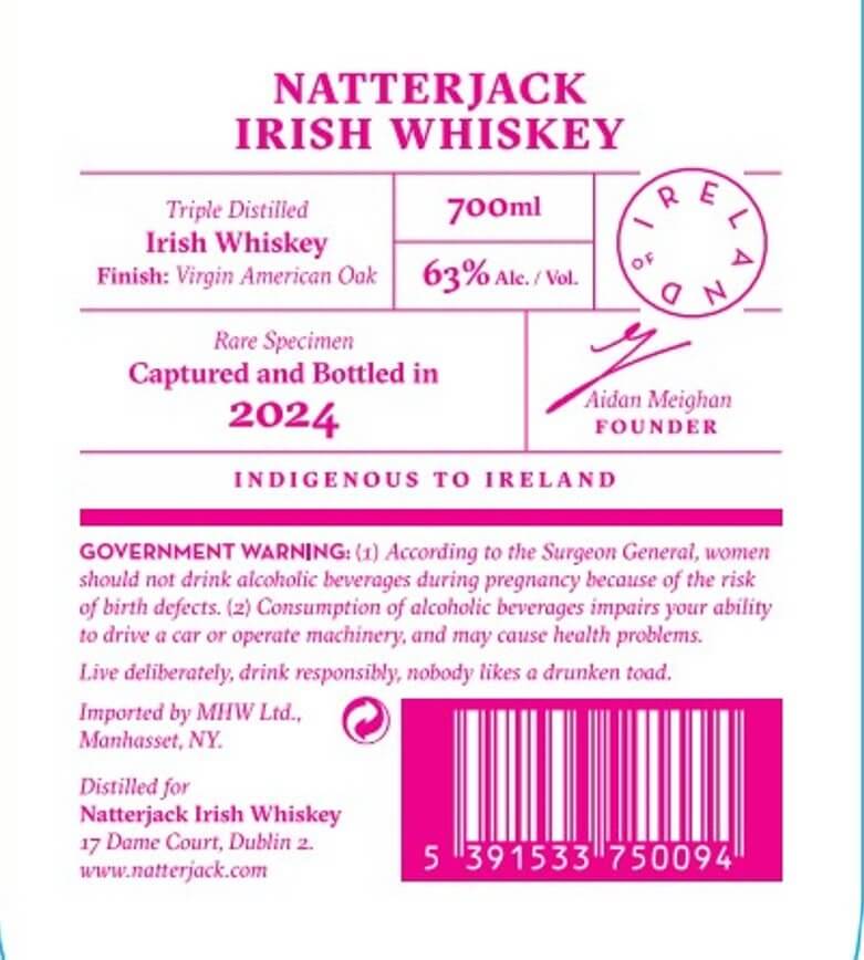 Load image into Gallery viewer, Natterjack Cask Strength Irish Whiskey 700ml - Main Street Liquor
