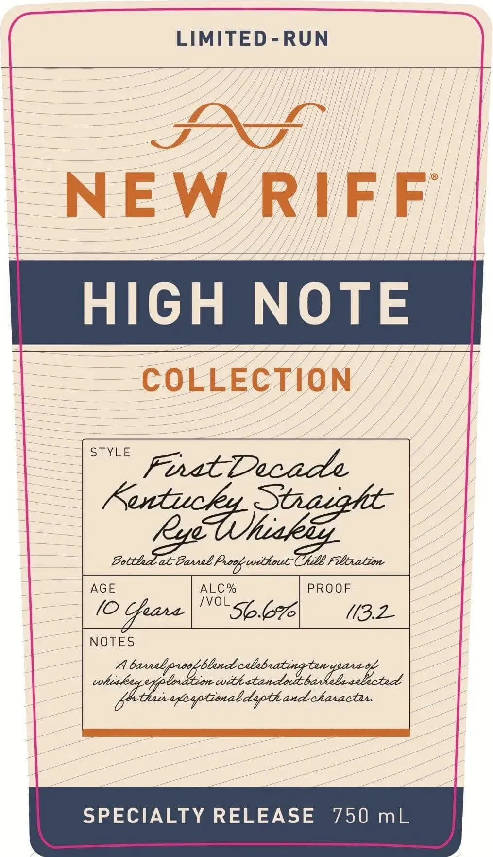 New Riff High Note First Decade Kentucky Straight Rye Whiskey 10 Year Barrel Proof - Main Street Liquor