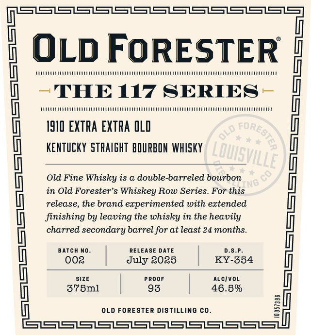 Old Forester 117 Series 1910 Extra Extra Old Kentucky Straight Bourbon Whisky 375ml - Main Street Liquor