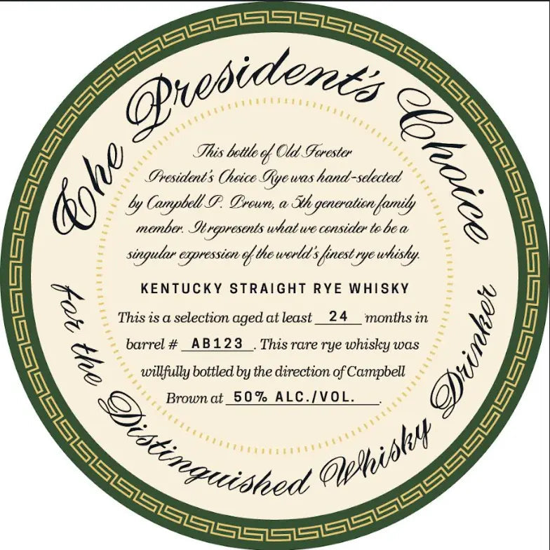 Old Forester President's Choice Kentucky Straight Rye Whiskey 2026 700mL - Main Street Liquor