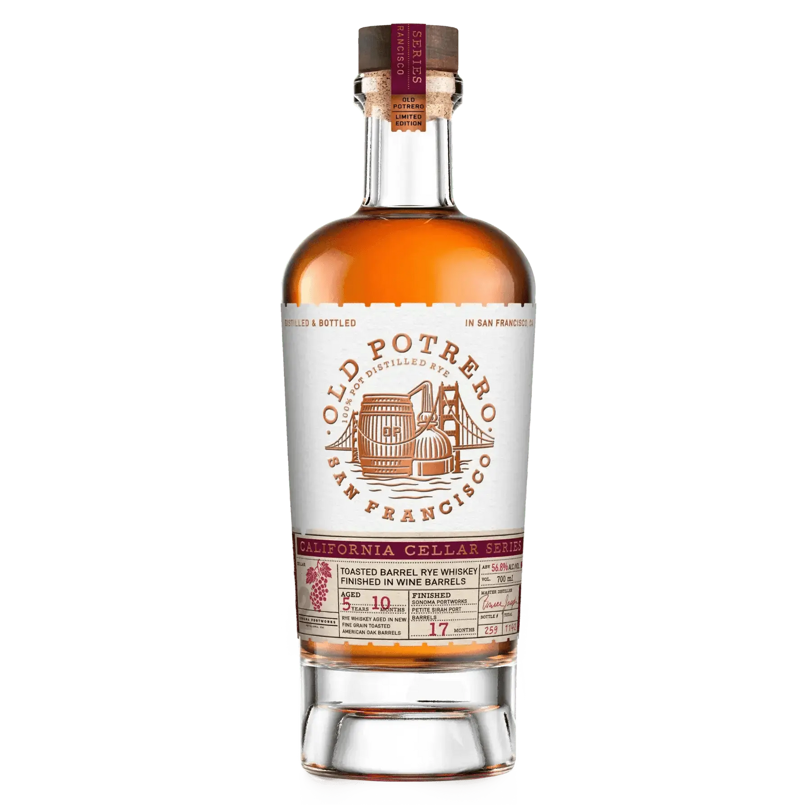Old Potrero California Cellar Series 02 Toasted Barrel Rye Whiskey Finished in Wine Barrels 700ml - Main Street Liquor