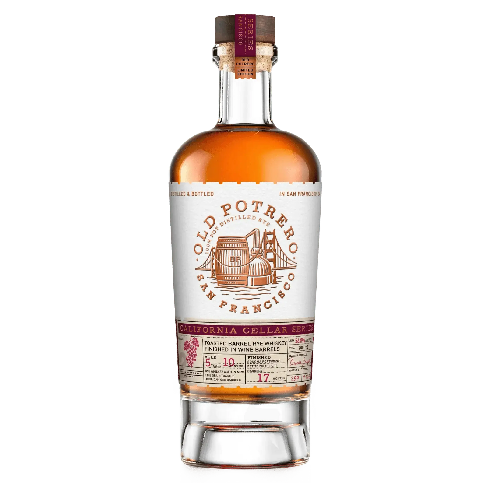 Old Potrero California Cellar Series #02 Toasted Barrel Rye Whiskey Finished in Wine Barrels 700ml - Main Street Liquor