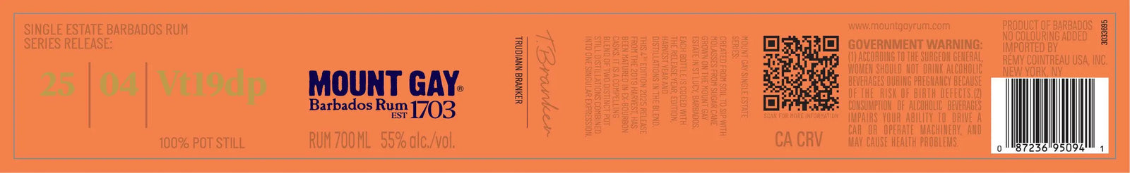 Mount Gay Single Estate Series 2025 Edition 04, 100% Pot Still Rum Mount Gay Rum