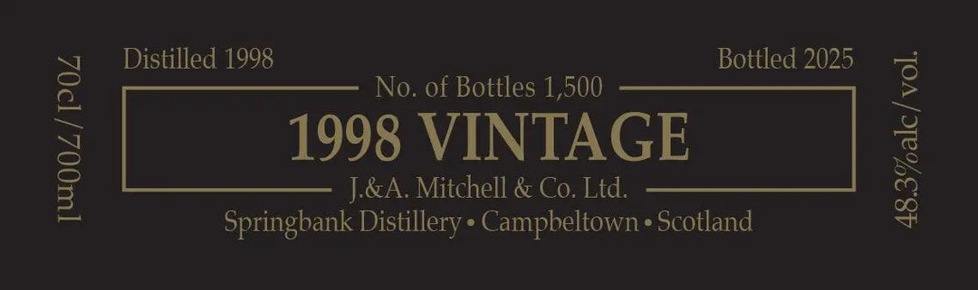 Springbank 1998 Vintage Limited Edition Single Malt Scotch Whisky Springbank
