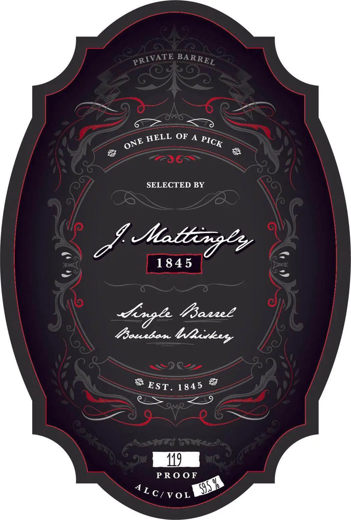 J. Mattingly 1845 Single Barrel Bourbon Whiskey Private Barrel #1299 J. Mattingly