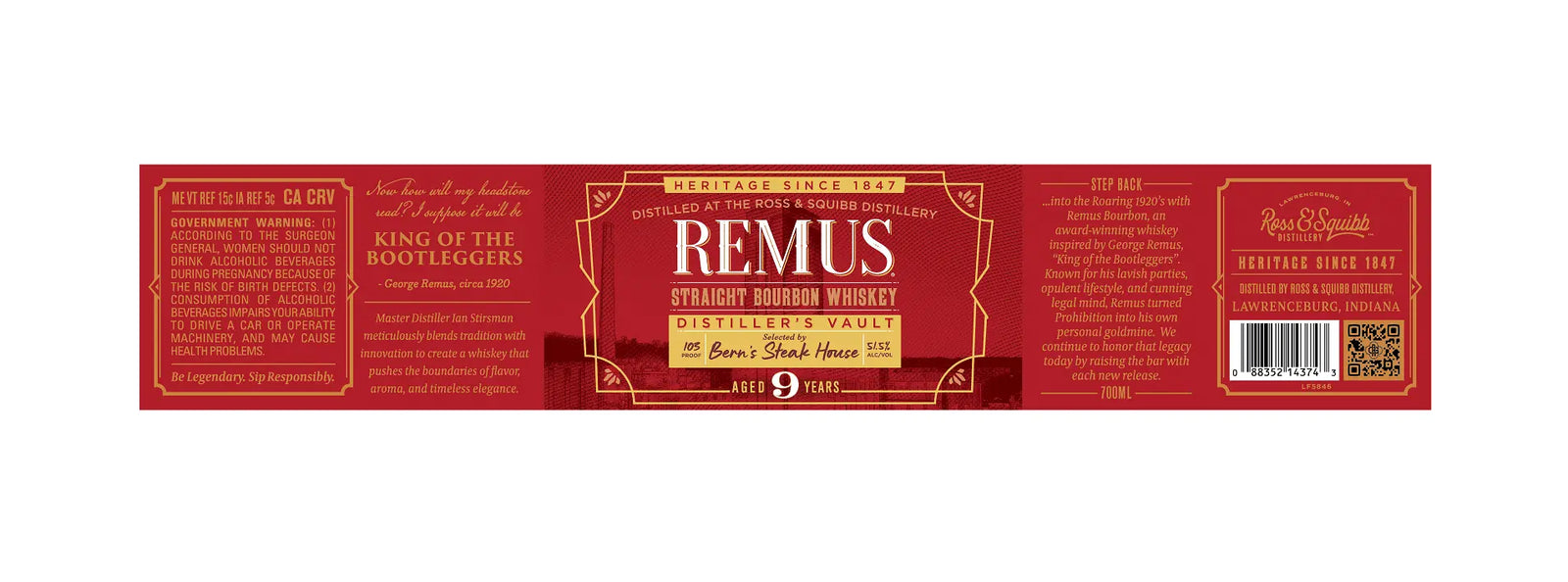 Remus Distiller’s Vault 9 Year Bourbon Bern’s Steak House Selection G. Remus Distilling Co.