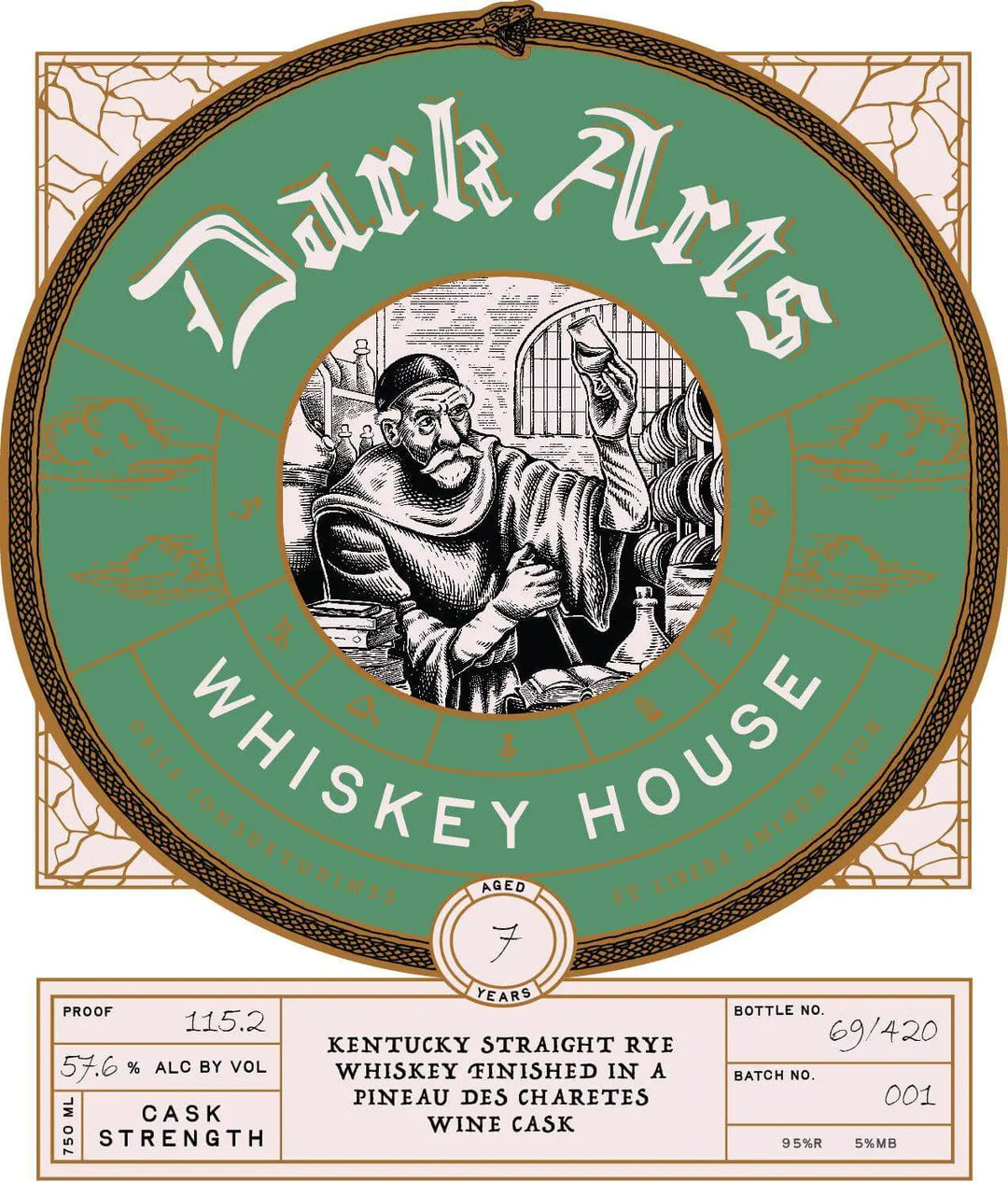Dark Arts Whiskey House 7 Year Rye: Pineau des Charentes Cask Finish (Cask Strength) Dark Arts Whiskey House