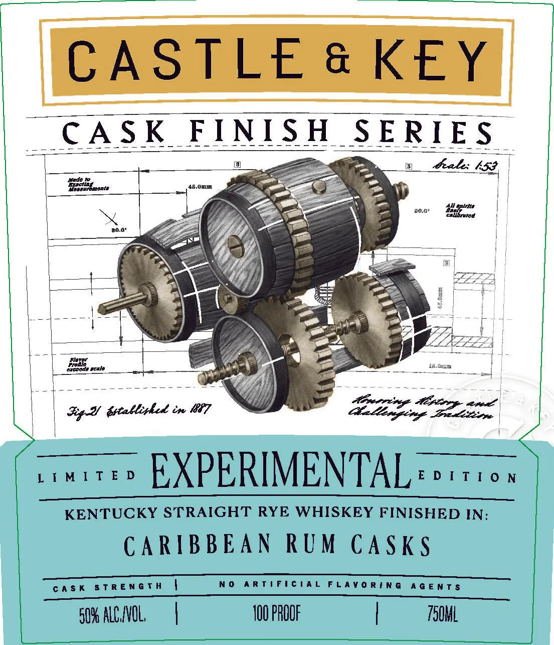 Castle & Key Experimental Rye Whiskey Caribbean Rum Cask Finish 750ml Castle & Key
