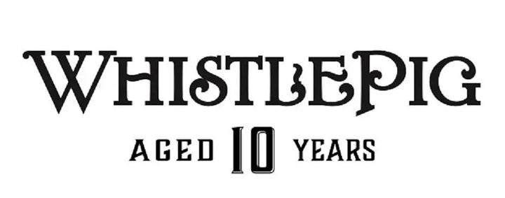 WhistlePig logo with stylized black text reading WhistlePig PiggyBank Rye 10 Year Limited Edition Toasted Barrel Rye Whiskey 1L on a white background, celebrating their legacy of excellence in rye whiskey.