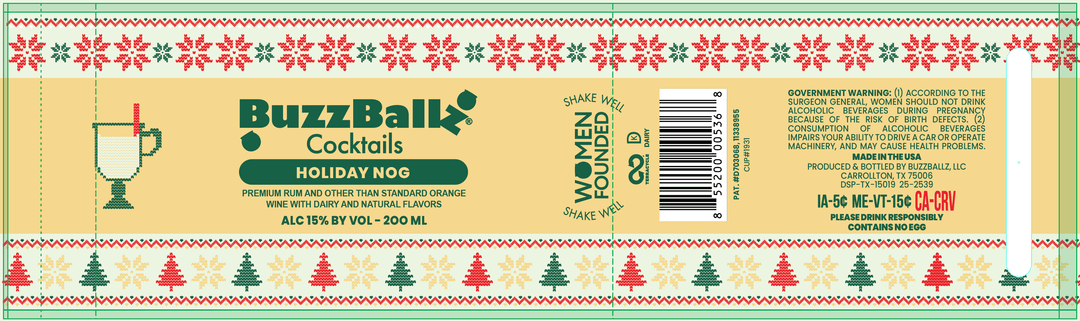 BuzzBallz Cocktails Holiday Nog 200ml Buzzballz