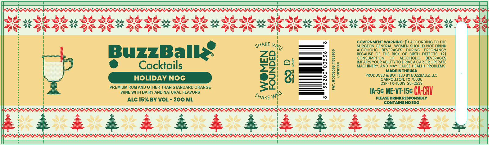 BuzzBallz Cocktails Holiday Nog 200ml Buzzballz