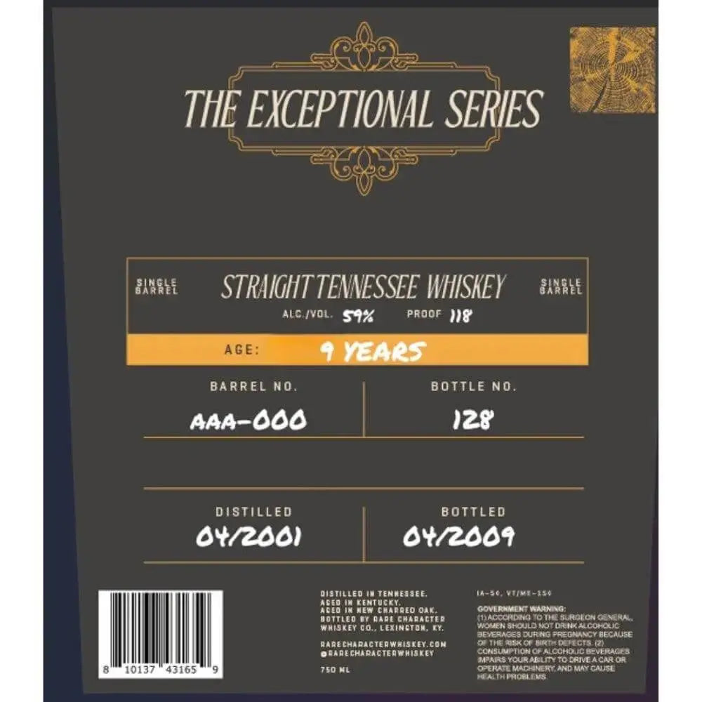 Rare Character The Exceptional Series 9 Year Old Tennessee Whiskey - Main Street Liquor