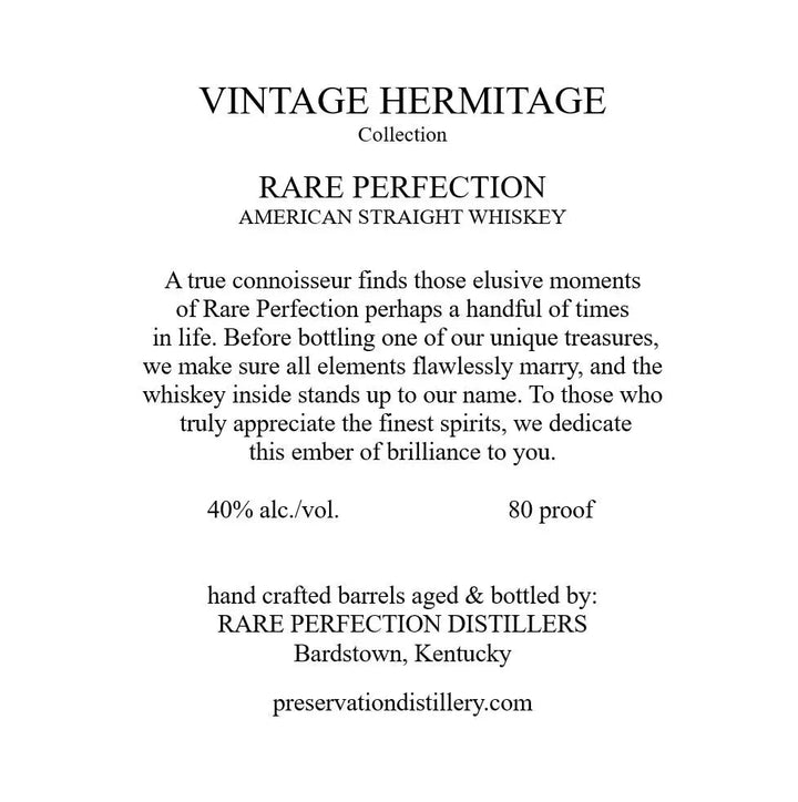 Rare Perfection Vintage Hermitage Collection 17 Year American Straight Whiskey - Main Street Liquor