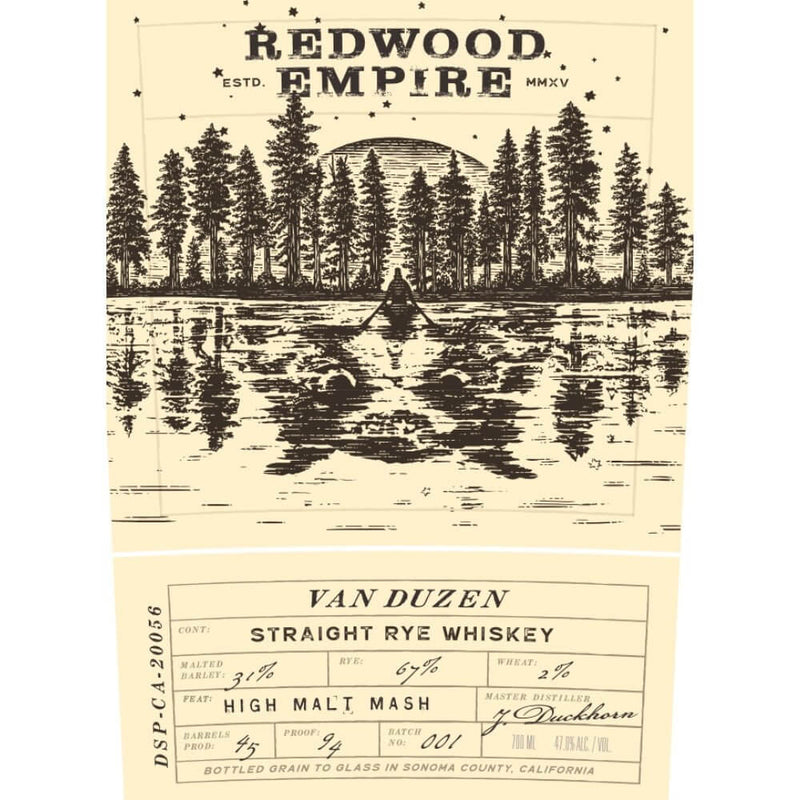 Load image into Gallery viewer, Redwood Empire Van Duzen Straight Rye Whiskey - Main Street Liquor
