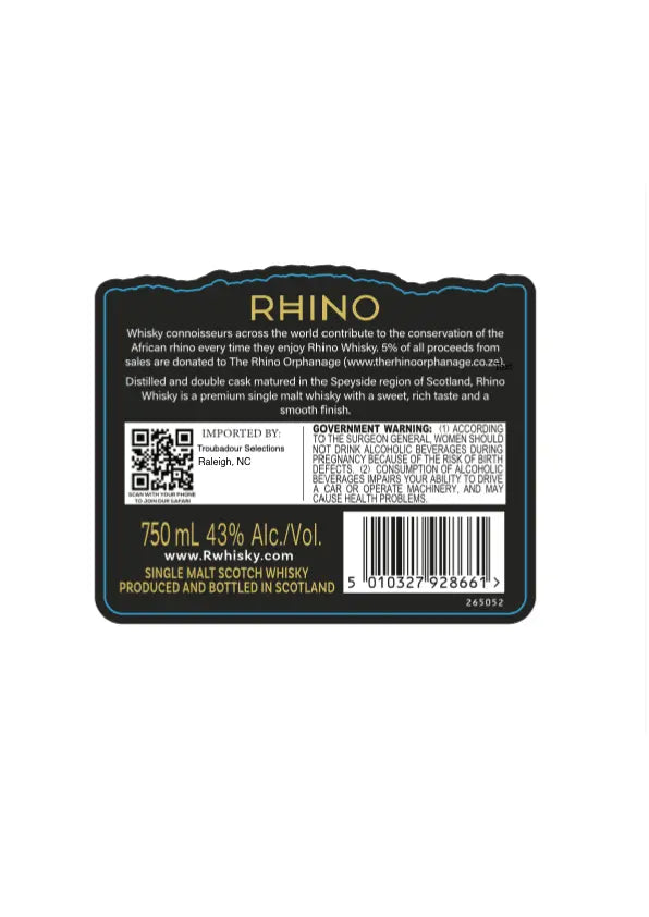 Rhino Single Malt Scotch Whisky Limited Reserve - Main Street Liquor