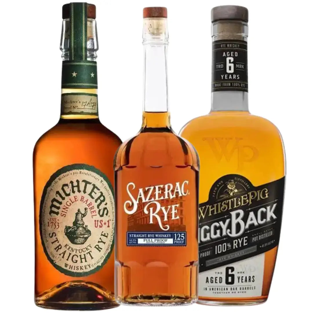 Rye Whiskey Collector Starter Pack: WhistlePig Piggyback 6 Year, Sazerac Rye Full Proof, Michter's Single Barrel - Main Street Liquor