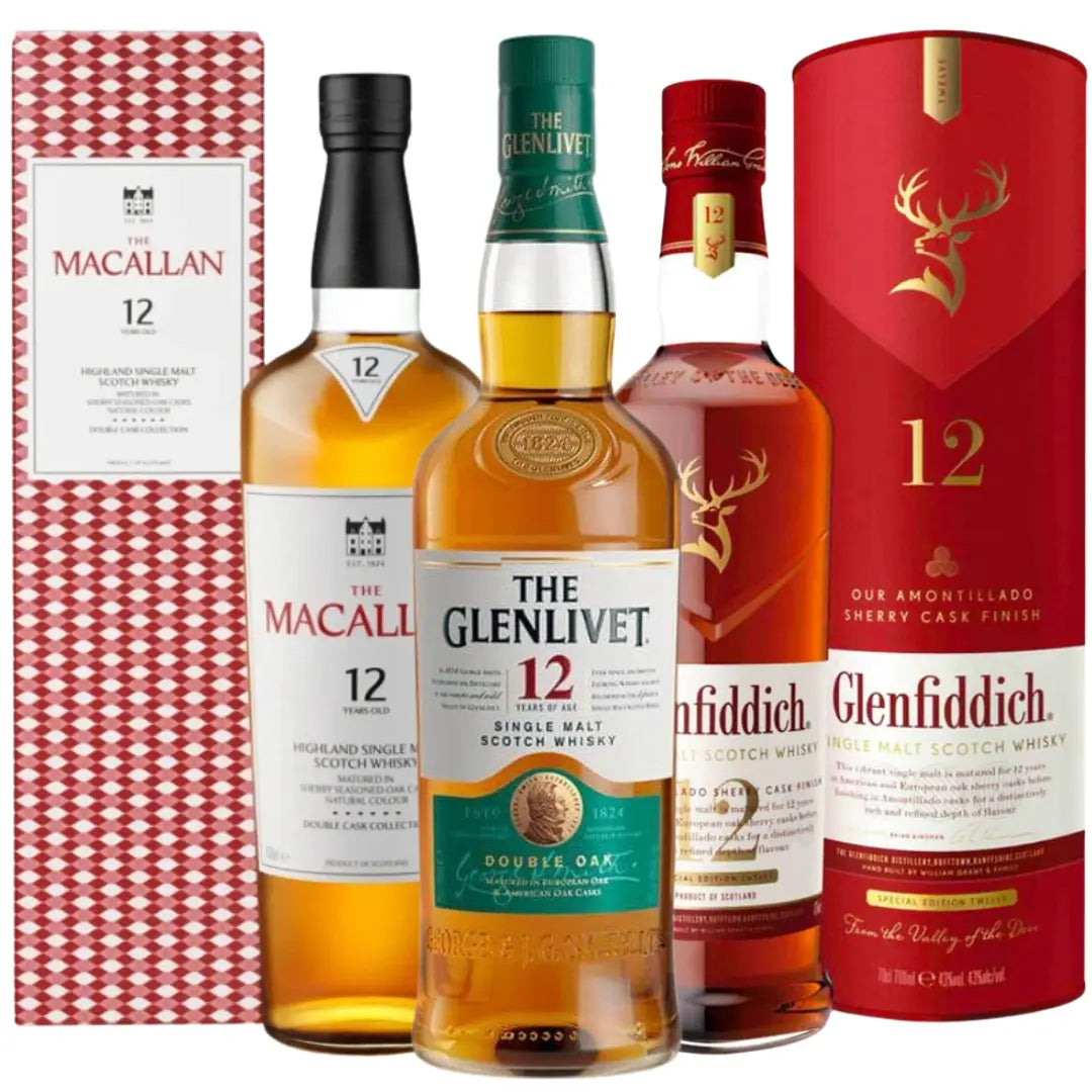 Scotch Collector Starter Pack: The Macallan 12 Double Cask, Glenfiddich 12 Sherry Cask & The Glenlivet 12 - Main Street Liquor