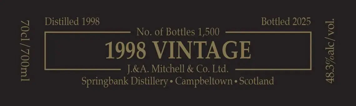Springbank 1998 Vintage Limited Edition Single Malt Scotch Whisky - Main Street Liquor