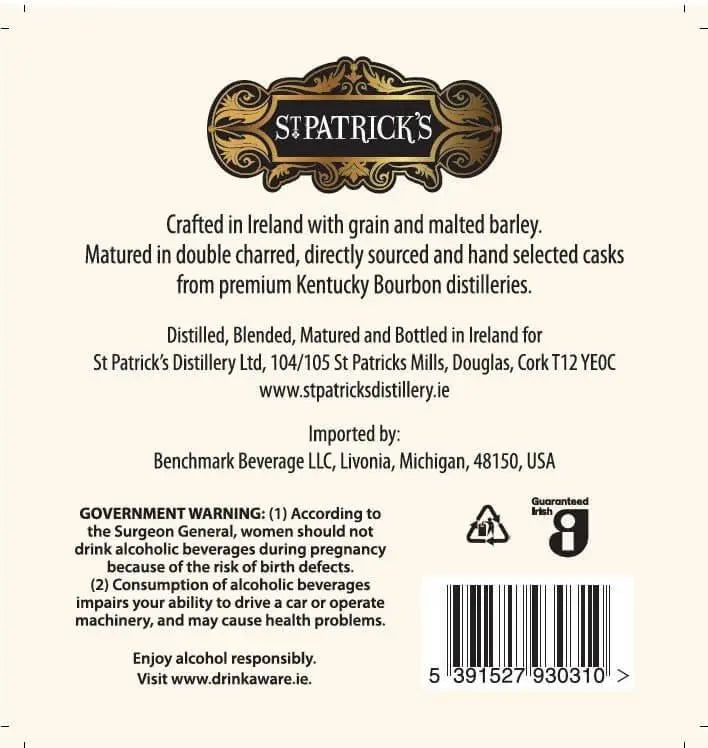 St. Patrick's Cask Strength Irish Whiskey - Main Street Liquor