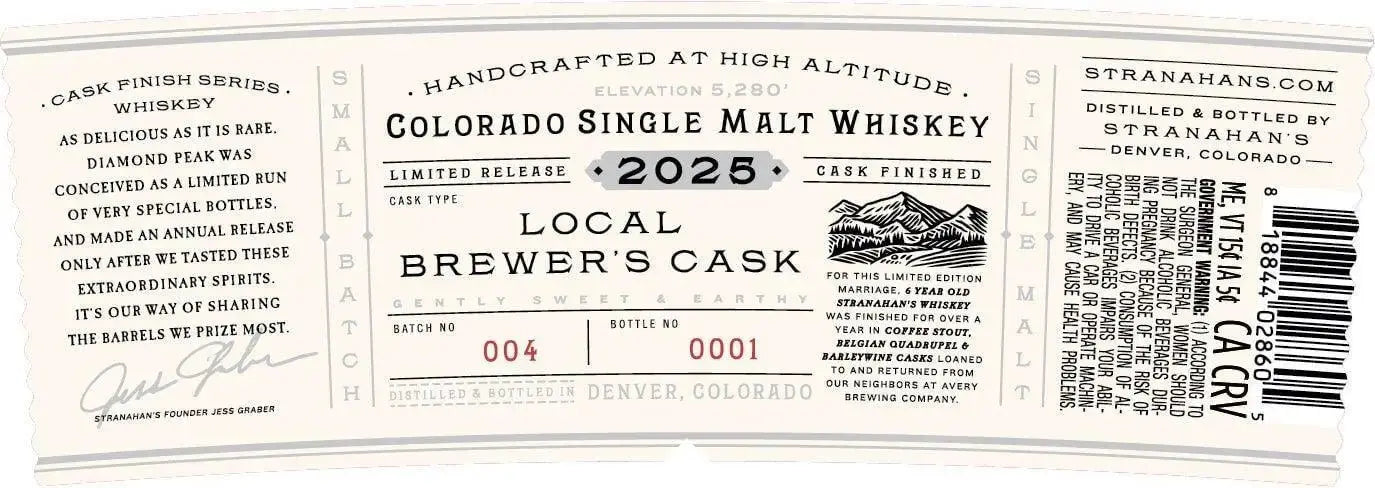 Stranahan’s Diamond Peak 2025 Batch 4 - Local Brewers Cask - Main Street Liquor