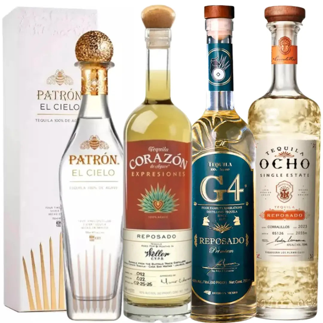 Tequila Collector Starter Pack: Tequila Ocho Reposado, G4 Tequila Reposado, Corazón Weller C.Y.P.B. Reposado, Patron El Cielo - Main Street Liquor