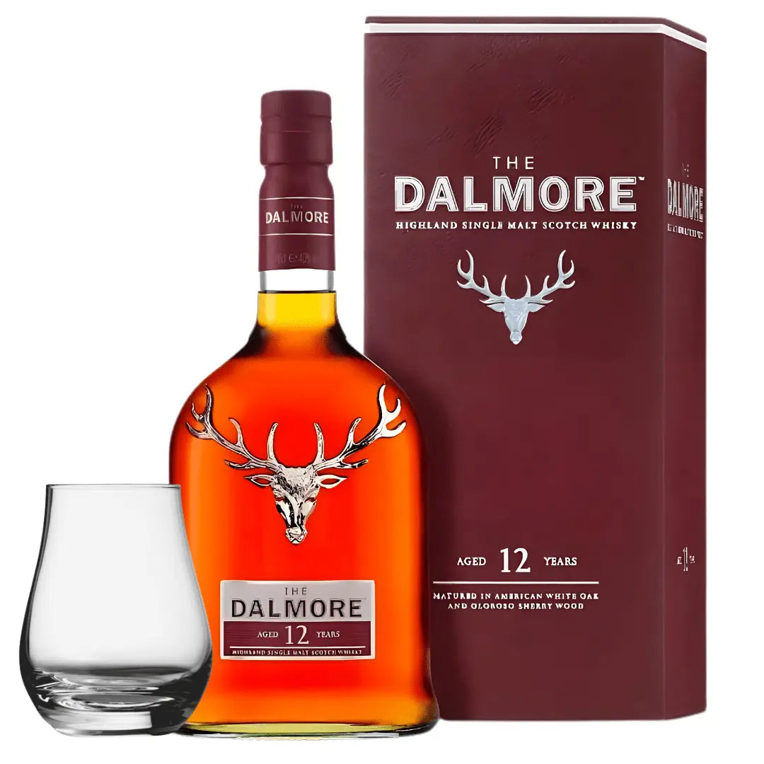 The Dalmore 12 Year Old Highland Single Malt Scotch Whisky with Spey Dram Glass - BuyMyLiquor