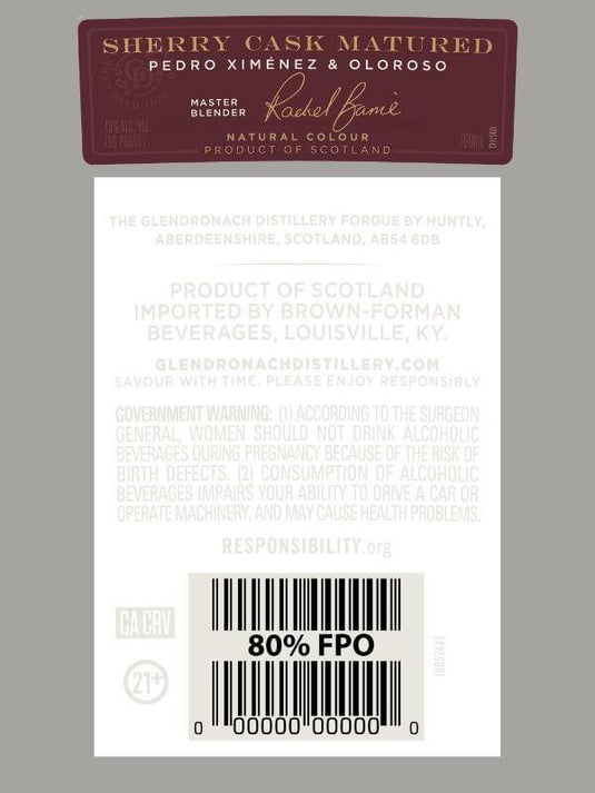 The GlenDronach 21 - Year Highland Single Malt Scotch Whisky - Sherry Cask Matured - Main Street Liquor