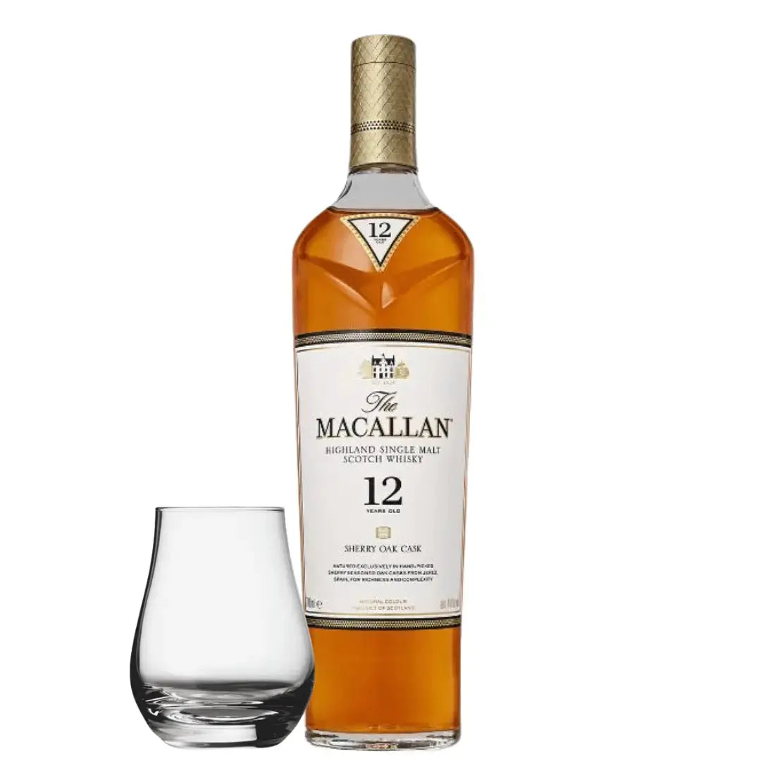 The Macallan 12 Year Old Sherry Oak with Spey Dram Glass - Main Street Liquor