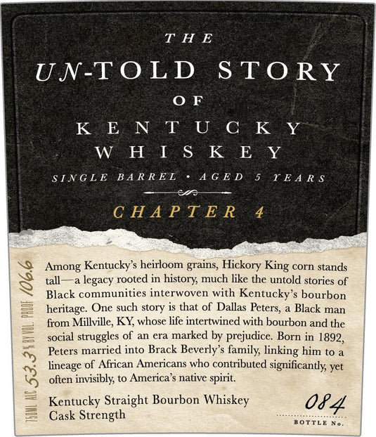 The Untold Story of Kentucky Whiskey Chapter 4 Single Barrel, 5 - Year, Cask Strength - Main Street Liquor