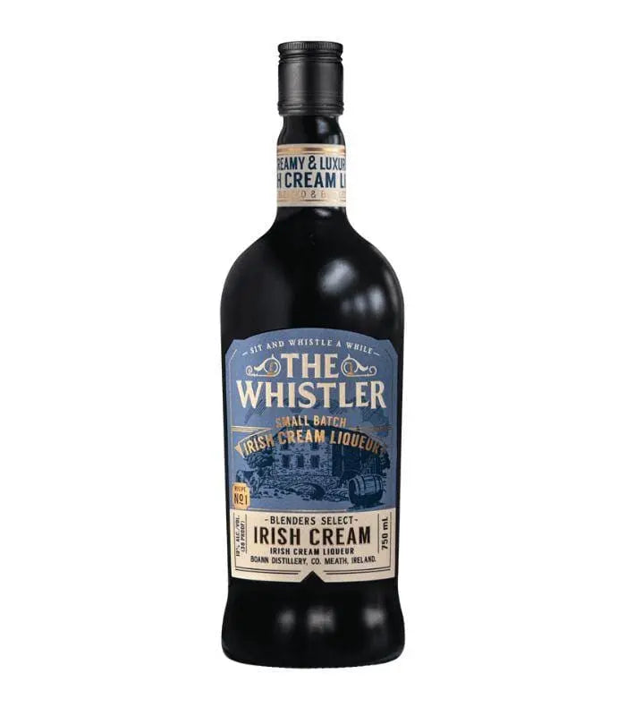 The Whistler Blenders Select Irish Cream Liqueur 750mL bottle with blue label and detailed design.