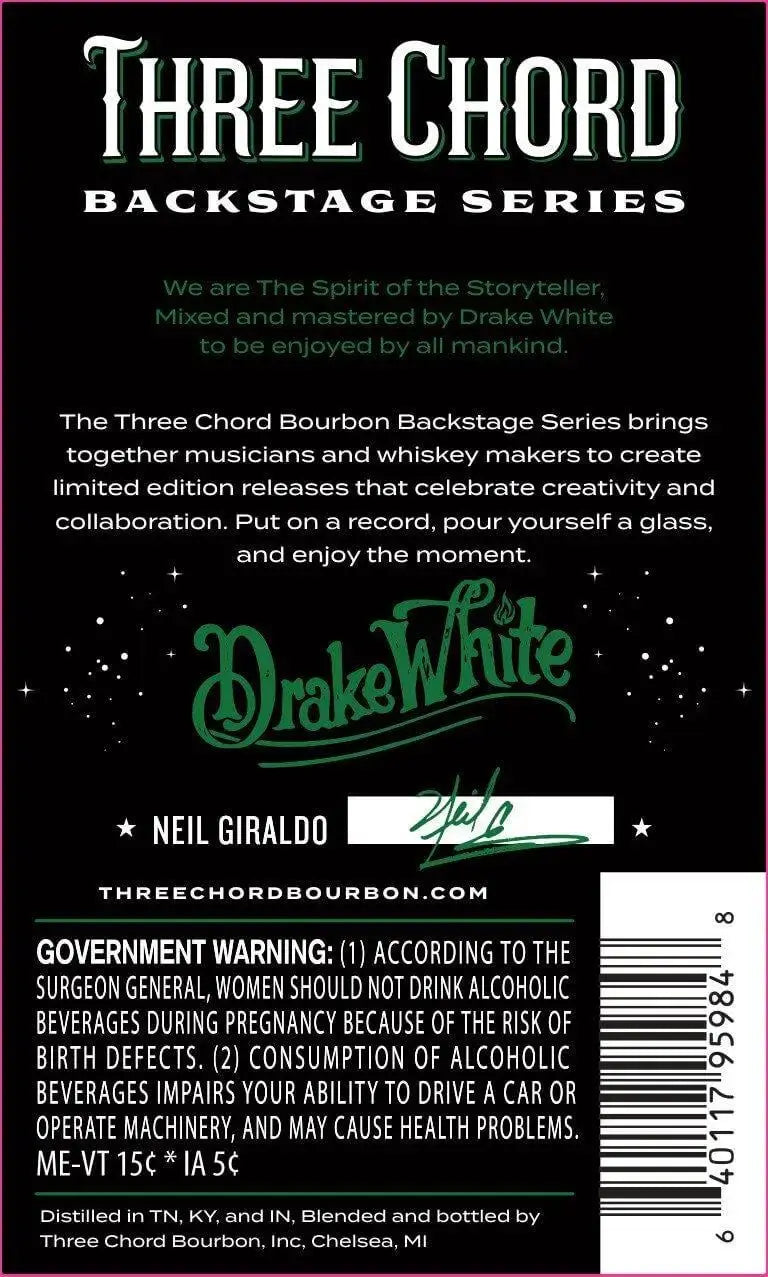 Three Chord Backstage Series Drake White Bourbon Whiskey - Main Street Liquor
