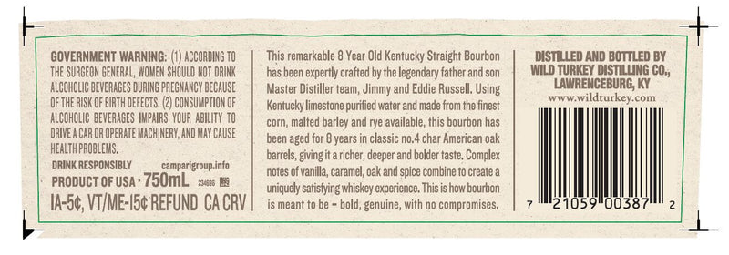 Load image into Gallery viewer, Wild Turkey 101 8 Year Kentucky Straight Bourbon Whiskey - Main Street Liquor
