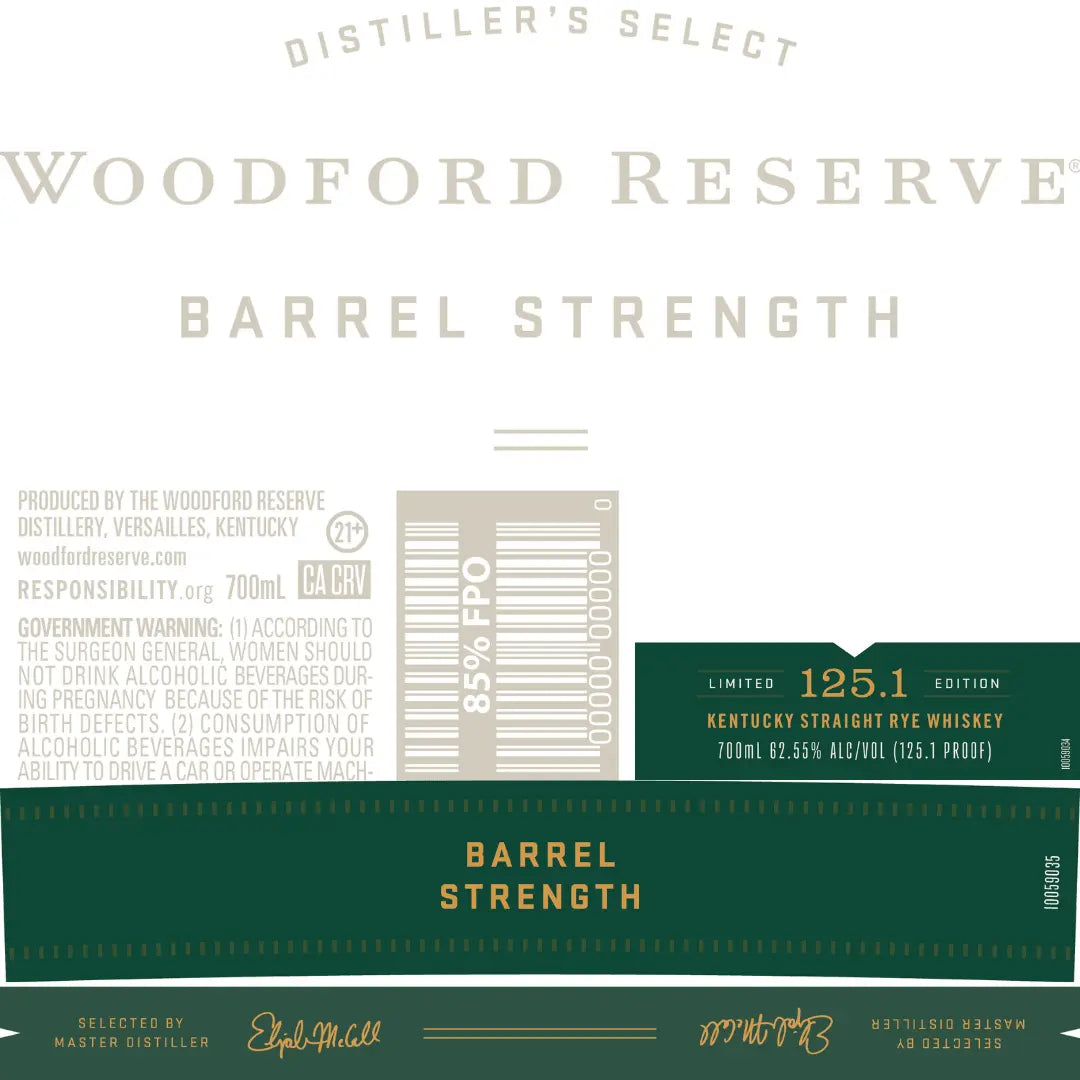 Woodford Reserve Barrel Strength Kentucky Straight Rye Whiskey 125.1 Proof - Main Street Liquor