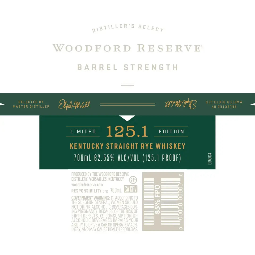 Woodford Reserve Barrel Strength Kentucky Straight Rye Whiskey - Main Street Liquor