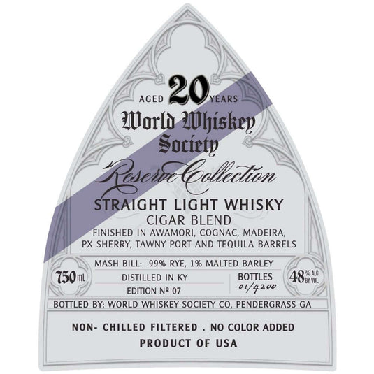 World Whiskey Society Reserve Collection Cigar Blend Light Whiskey - Main Street Liquor