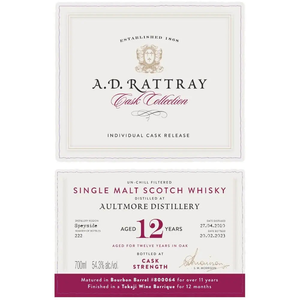 A.D. Rattray Cask Collection 12 Year Aultmore 2010 Cask #800064 - Main Street Liquor