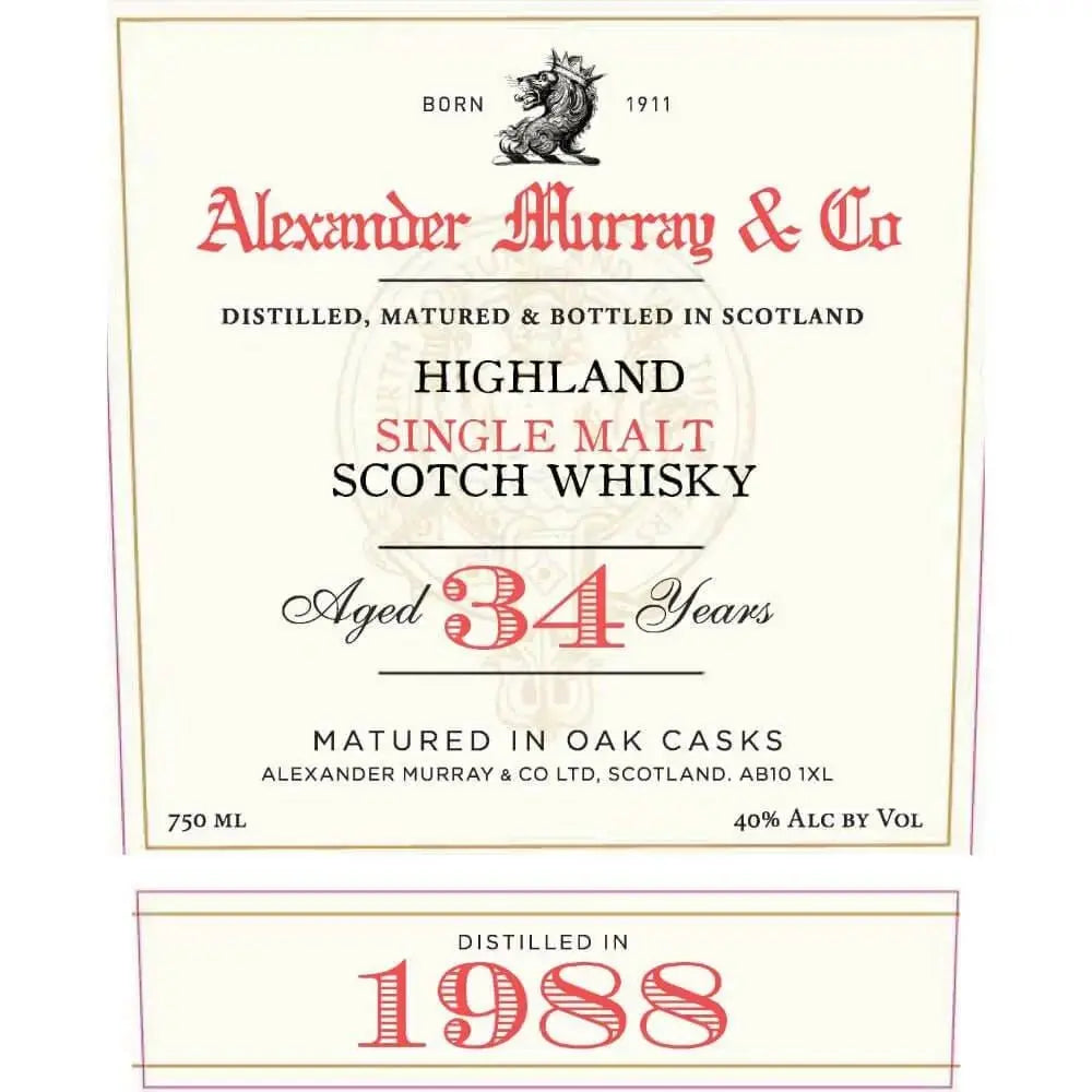 Alexander Murray Highland 34 Year Old 1988 - Main Street Liquor