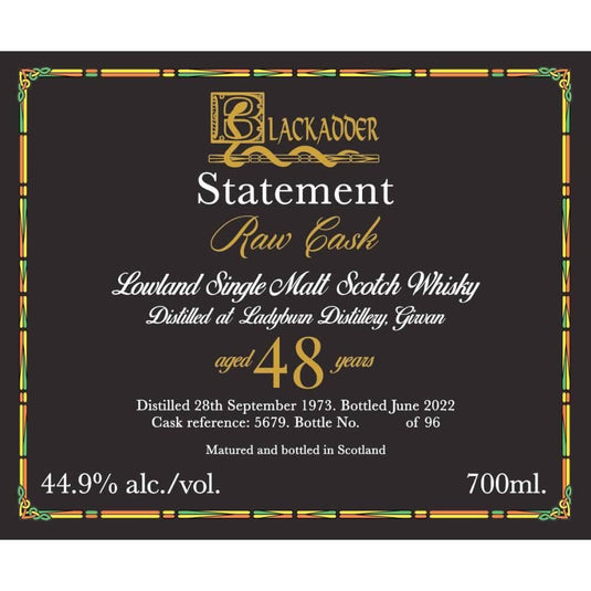 Blackadder Raw Cask Statement Ladyburn 48 Year Old - Main Street Liquor
