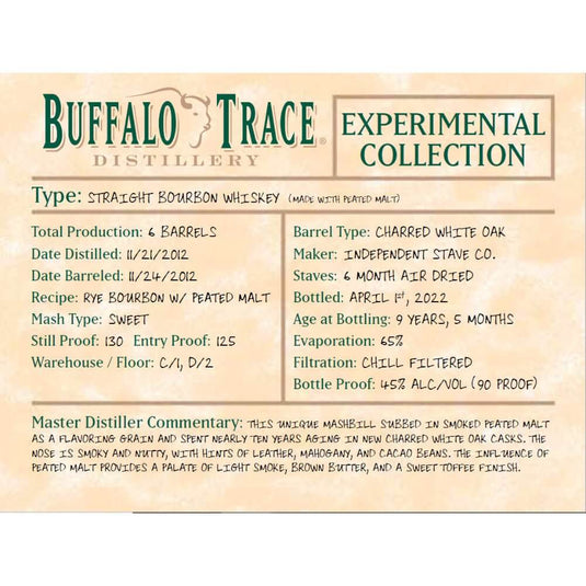 Buffalo Trace Experimental Collection Peated Bourbon - Main Street Liquor