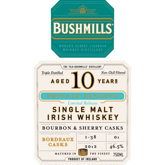 Bushmills 10 Year Old Private Reserve Bordeaux Cask Finished - Main Street Liquor