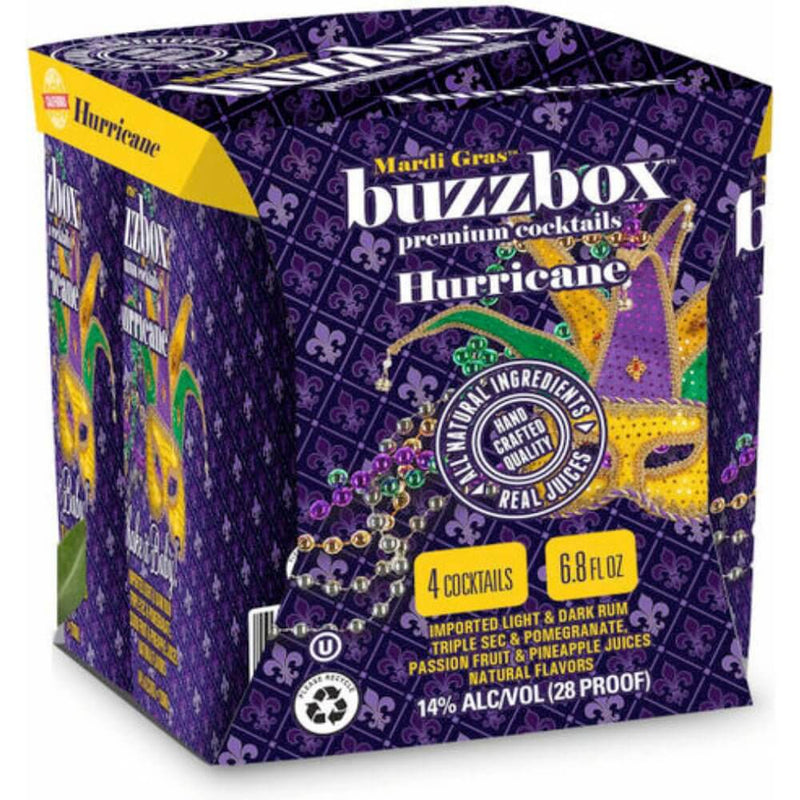 Load image into Gallery viewer, Buzzbox Mardi Gras Hurricane Cocktail 4PK - Main Street Liquor
