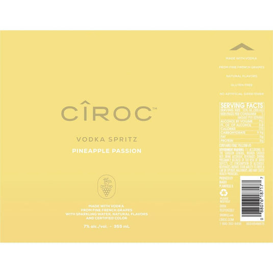 Ciroc Vodka Spritz Pineapple Passion 4PK Cans - Main Street Liquor