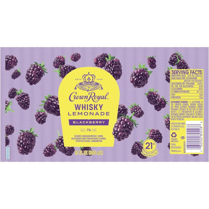 Crown Royal Whisky Lemonade Blackberry Canned Cocktail - Main Street Liquor