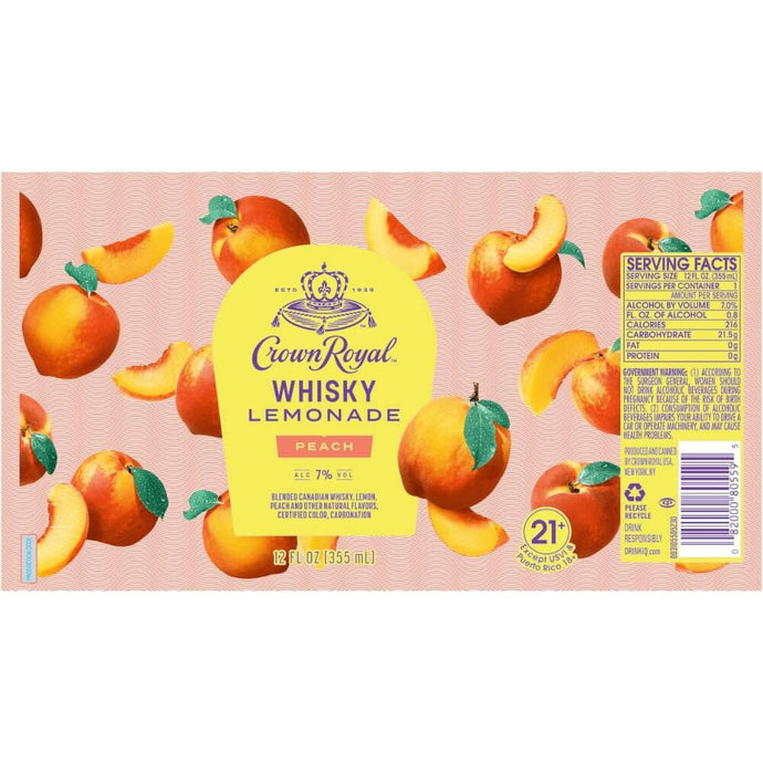 Crown Royal Whisky Lemonade Peach Canned Cocktail - Main Street Liquor